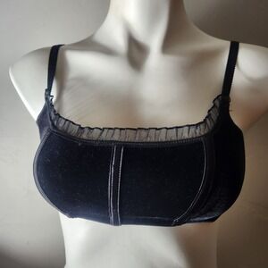 Vintage Victoria Secret Black Velvet Bra Y2K Mini Bustier Corset‎ Dream Angel